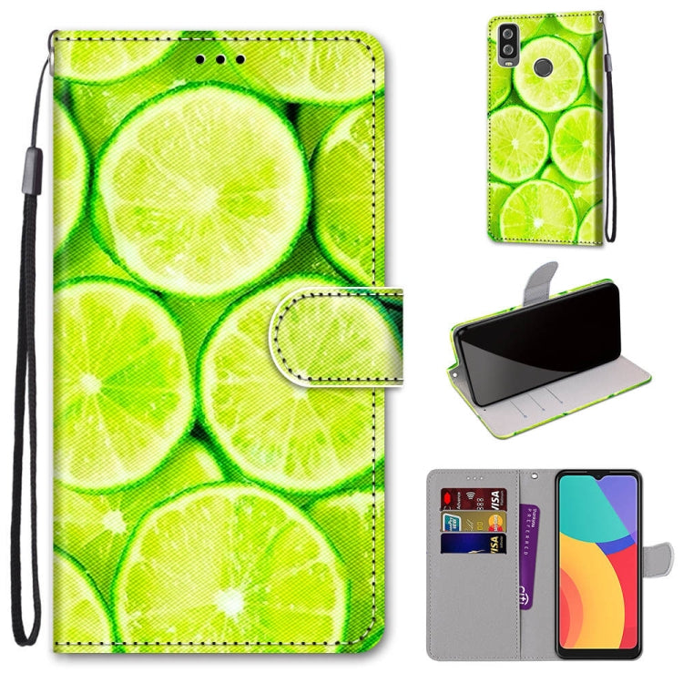 Coloured Drawing Cross Texture Horizontal Flip PU Leather Case with Holder & Card Slots & Wallet & Lanyard, For Alcatel 1L (2021)