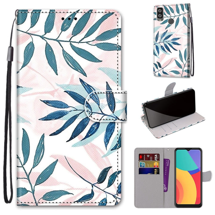 Coloured Drawing Cross Texture Horizontal Flip PU Leather Case with Holder & Card Slots & Wallet & Lanyard, For Alcatel 1L (2021)