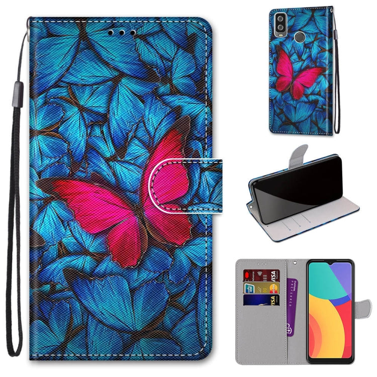 Coloured Drawing Cross Texture Horizontal Flip PU Leather Case with Holder & Card Slots & Wallet & Lanyard, For Alcatel 1L (2021)