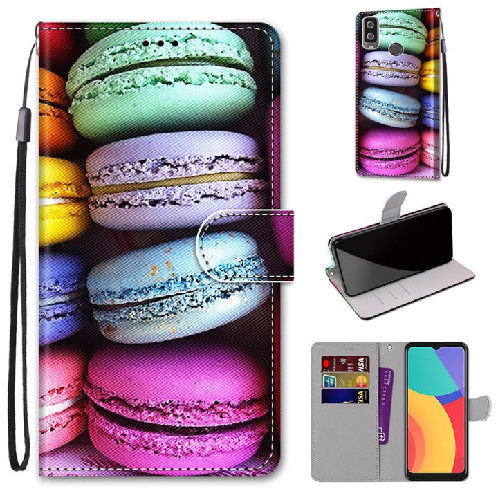 Coloured Drawing Cross Texture Horizontal Flip PU Leather Case with Holder & Card Slots & Wallet & Lanyard, For Alcatel 1L (2021)