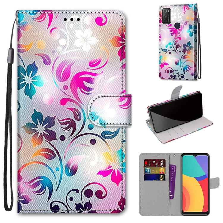 Coloured Drawing Cross Texture Horizontal Flip PU Leather Case with Holder & Card Slots & Wallet & Lanyard, For Alcatel 1S (2021)