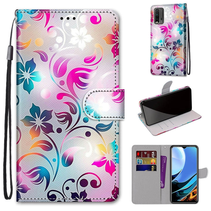 Coloured Drawing Cross Texture Horizontal Flip PU Leather Case with Holder & Card Slots & Wallet & Lanyard, For Xiaomi Redmi 9 Power / Note 9 4G