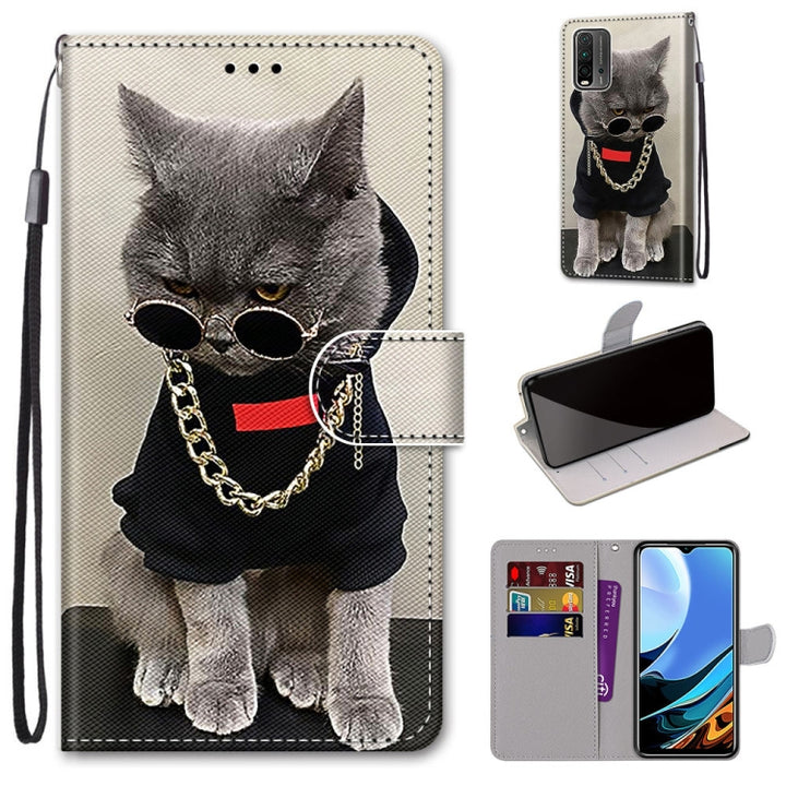 Coloured Drawing Cross Texture Horizontal Flip PU Leather Case with Holder & Card Slots & Wallet & Lanyard, For Xiaomi Redmi 9 Power / Note 9 4G