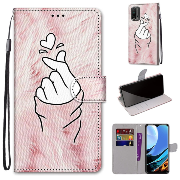 Coloured Drawing Cross Texture Horizontal Flip PU Leather Case with Holder & Card Slots & Wallet & Lanyard, For Xiaomi Redmi 9 Power / Note 9 4G