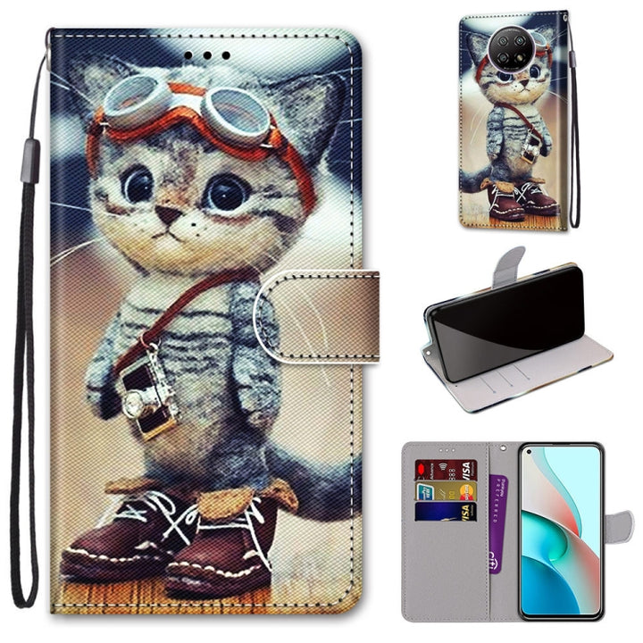 Coloured Drawing Cross Texture Horizontal Flip PU Leather Case with Holder & Card Slots & Wallet & Lanyard, For Xiaomi Redmi Note 9 5G / Note 9T