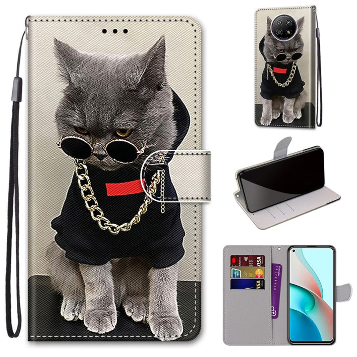 Coloured Drawing Cross Texture Horizontal Flip PU Leather Case with Holder & Card Slots & Wallet & Lanyard, For Xiaomi Redmi Note 9 5G / Note 9T