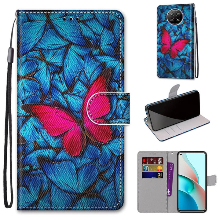 Coloured Drawing Cross Texture Horizontal Flip PU Leather Case with Holder & Card Slots & Wallet & Lanyard, For Xiaomi Redmi Note 9 5G / Note 9T