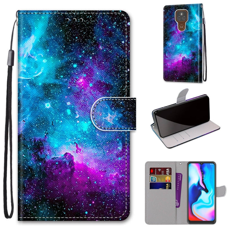 Coloured Drawing Cross Texture Horizontal Flip PU Leather Case with Holder & Card Slots & Wallet & Lanyard, For Motorola Moto E7 Plus / G9 Play / G9