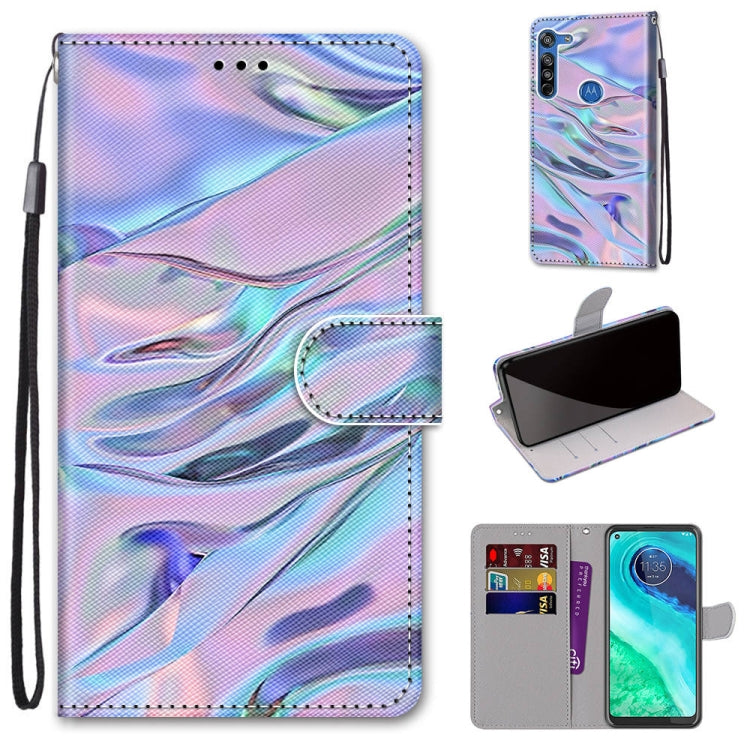 Coloured Drawing Cross Texture Horizontal Flip PU Leather Case with Holder & Card Slots & Wallet & Lanyard, For Motorola Moto G8