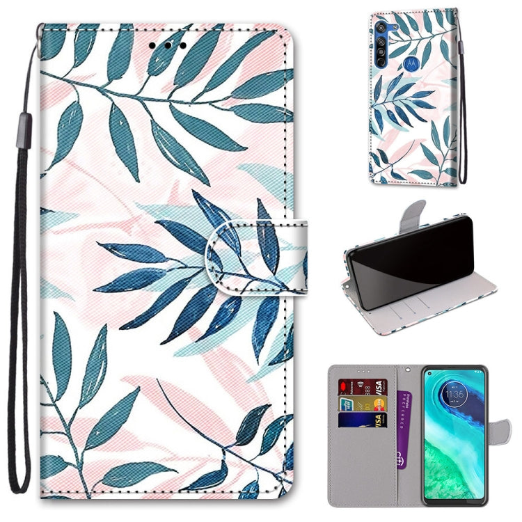 Coloured Drawing Cross Texture Horizontal Flip PU Leather Case with Holder & Card Slots & Wallet & Lanyard, For Motorola Moto G8