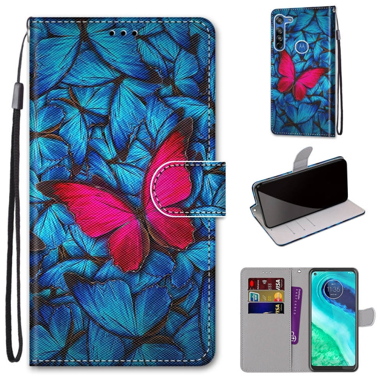 Coloured Drawing Cross Texture Horizontal Flip PU Leather Case with Holder & Card Slots & Wallet & Lanyard, For Motorola Moto G8