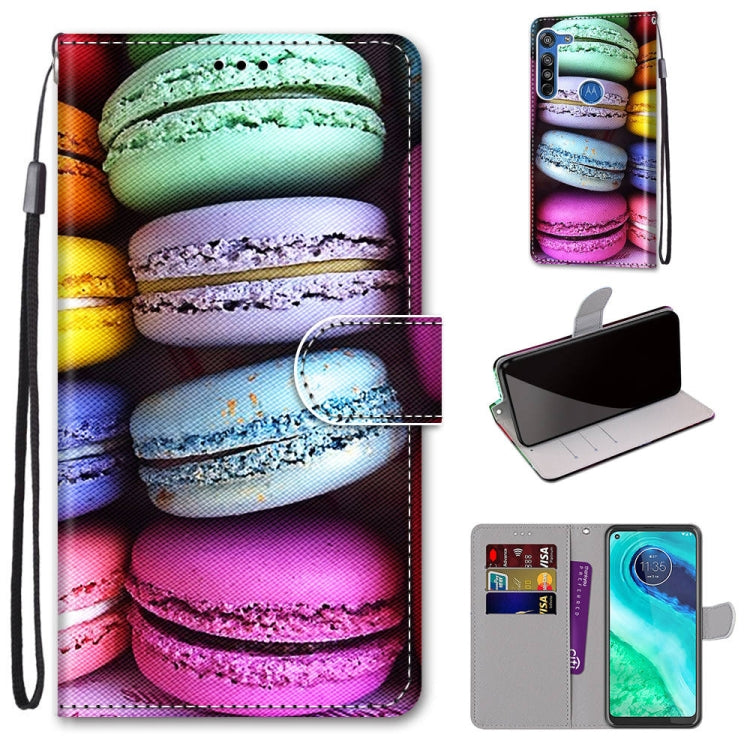 Coloured Drawing Cross Texture Horizontal Flip PU Leather Case with Holder & Card Slots & Wallet & Lanyard, For Motorola Moto G8