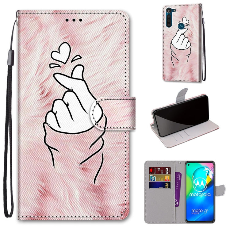 Coloured Drawing Cross Texture Horizontal Flip PU Leather Case with Holder & Card Slots & Wallet & Lanyard, For Motorola Moto G8 Power