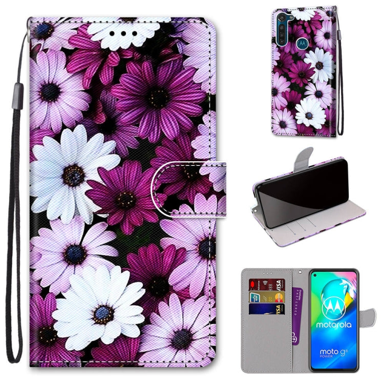 Coloured Drawing Cross Texture Horizontal Flip PU Leather Case with Holder & Card Slots & Wallet & Lanyard, For Motorola Moto G8 Power