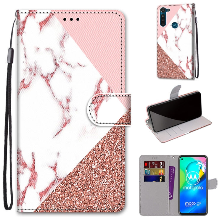 Coloured Drawing Cross Texture Horizontal Flip PU Leather Case with Holder & Card Slots & Wallet & Lanyard, For Motorola Moto G8 Power