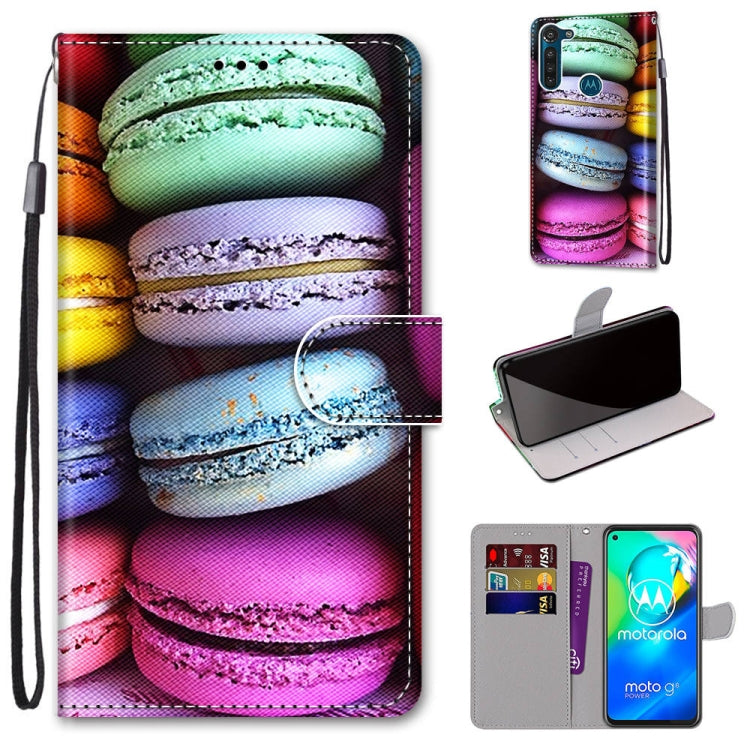 Coloured Drawing Cross Texture Horizontal Flip PU Leather Case with Holder & Card Slots & Wallet & Lanyard, For Motorola Moto G8 Power