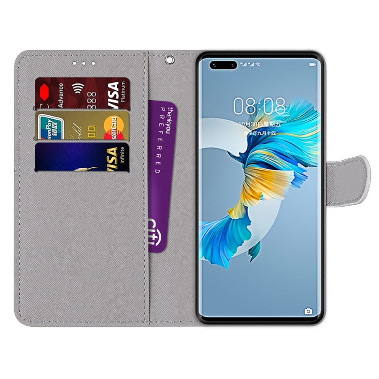 Coloured Drawing Cross Texture Horizontal Flip PU Leather Case with Holder & Card Slots & Wallet & Lanyard, For Huawei Mate 40 Pro