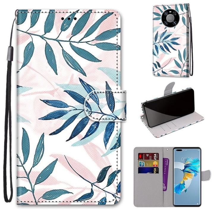 Coloured Drawing Cross Texture Horizontal Flip PU Leather Case with Holder & Card Slots & Wallet & Lanyard, For Huawei Mate 40 Pro