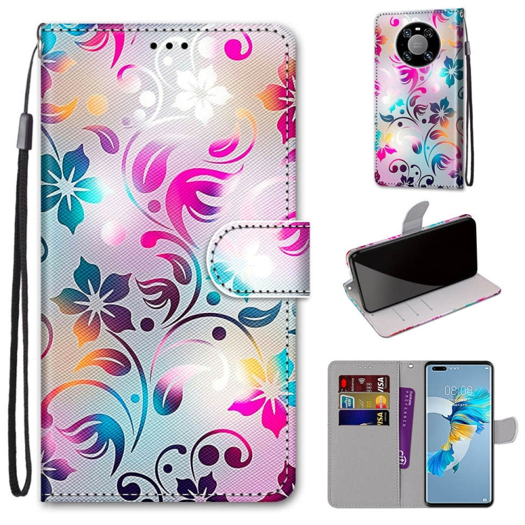 Coloured Drawing Cross Texture Horizontal Flip PU Leather Case with Holder & Card Slots & Wallet & Lanyard, For Huawei Mate 40 Pro