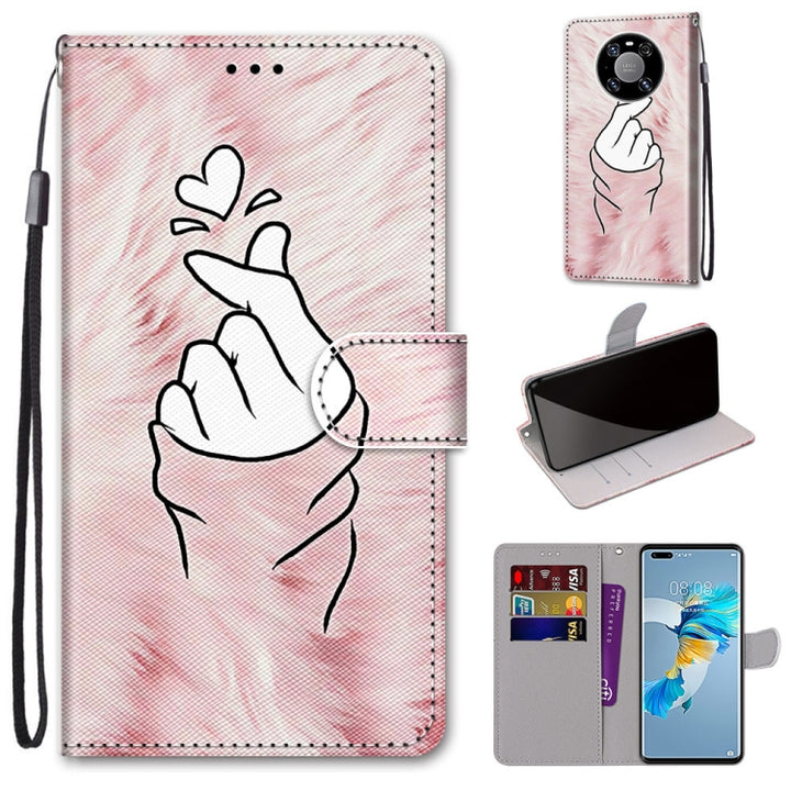 Coloured Drawing Cross Texture Horizontal Flip PU Leather Case with Holder & Card Slots & Wallet & Lanyard, For Huawei Mate 40 Pro