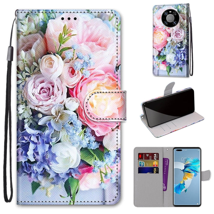 Coloured Drawing Cross Texture Horizontal Flip PU Leather Case with Holder & Card Slots & Wallet & Lanyard, For Huawei Mate 40 Pro