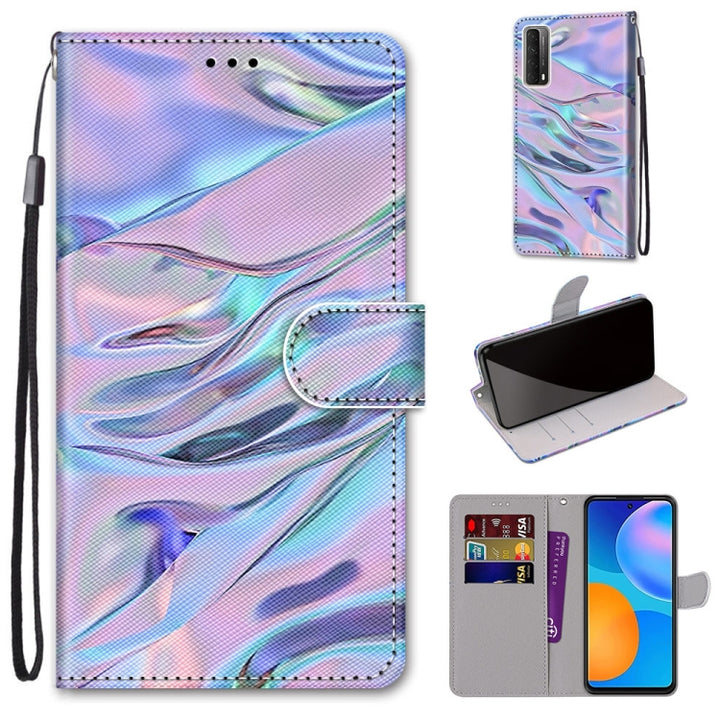 Coloured Drawing Cross Texture Horizontal Flip PU Leather Case with Holder & Card Slots & Wallet & Lanyard, For Huawei P smart 2021 / Y7a