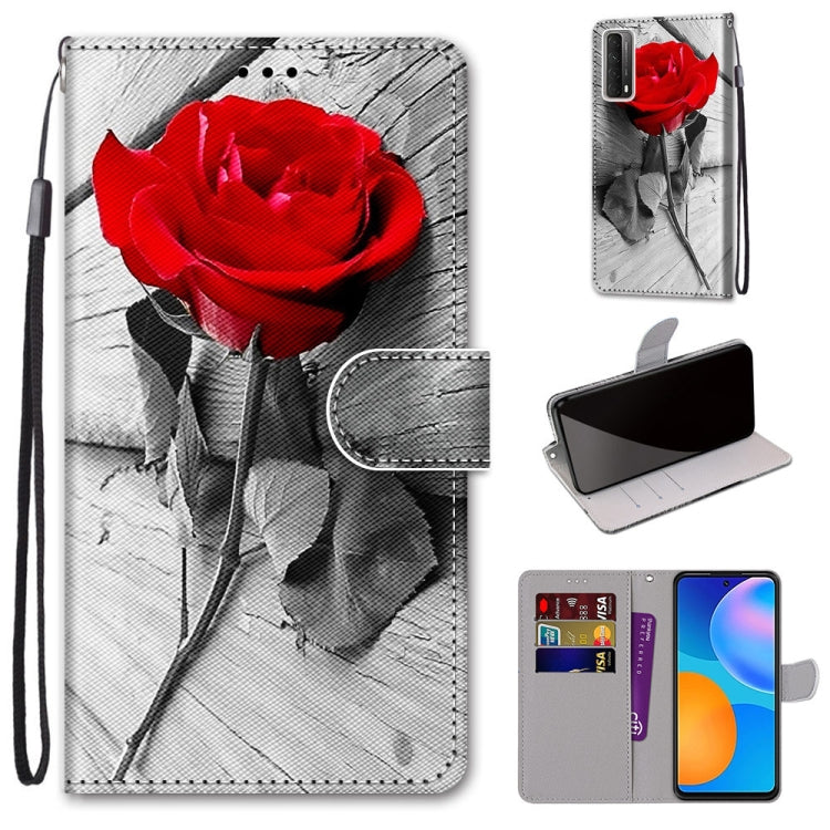 Coloured Drawing Cross Texture Horizontal Flip PU Leather Case with Holder & Card Slots & Wallet & Lanyard, For Huawei P smart 2021 / Y7a