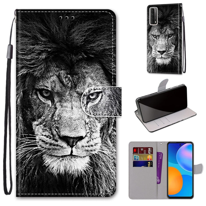 Coloured Drawing Cross Texture Horizontal Flip PU Leather Case with Holder & Card Slots & Wallet & Lanyard, For Huawei P smart 2021 / Y7a