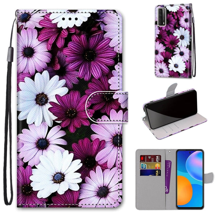 Coloured Drawing Cross Texture Horizontal Flip PU Leather Case with Holder & Card Slots & Wallet & Lanyard, For Huawei P smart 2021 / Y7a