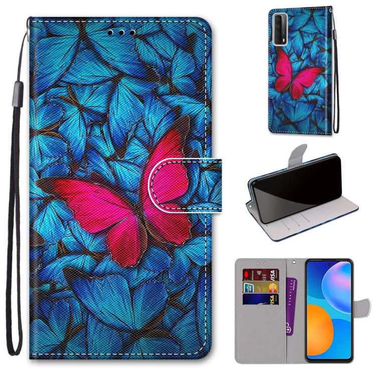 Coloured Drawing Cross Texture Horizontal Flip PU Leather Case with Holder & Card Slots & Wallet & Lanyard, For Huawei P smart 2021 / Y7a