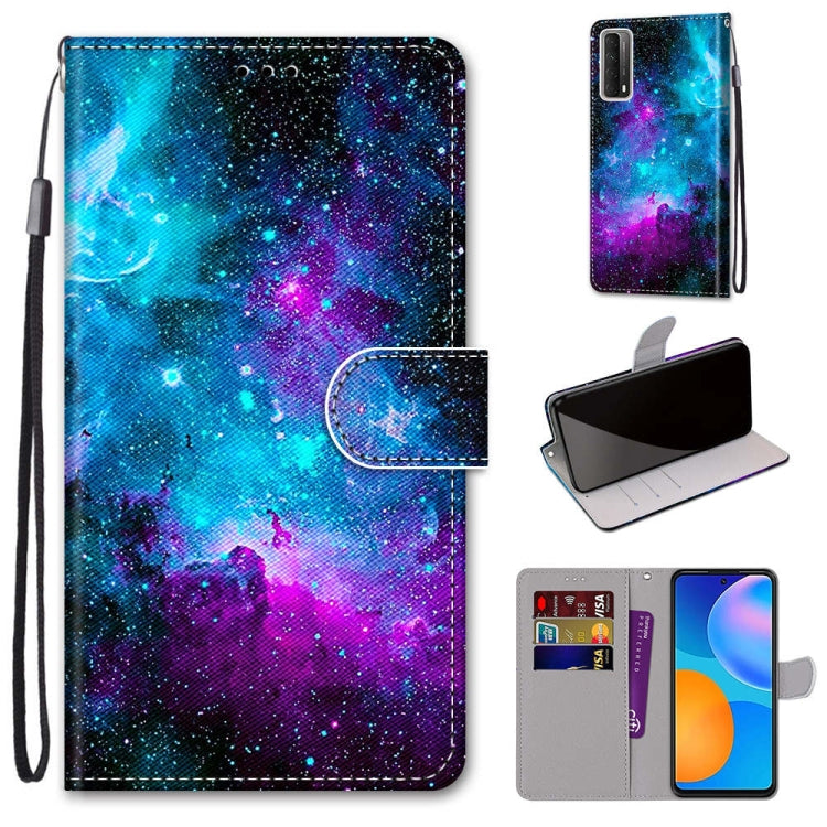 Coloured Drawing Cross Texture Horizontal Flip PU Leather Case with Holder & Card Slots & Wallet & Lanyard, For Huawei P smart 2021 / Y7a