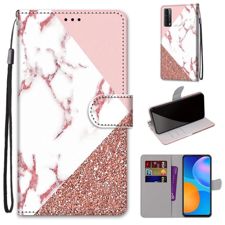 Coloured Drawing Cross Texture Horizontal Flip PU Leather Case with Holder & Card Slots & Wallet & Lanyard, For Huawei P smart 2021 / Y7a