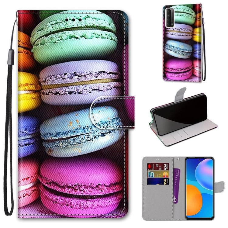 Coloured Drawing Cross Texture Horizontal Flip PU Leather Case with Holder & Card Slots & Wallet & Lanyard, For Huawei P smart 2021 / Y7a