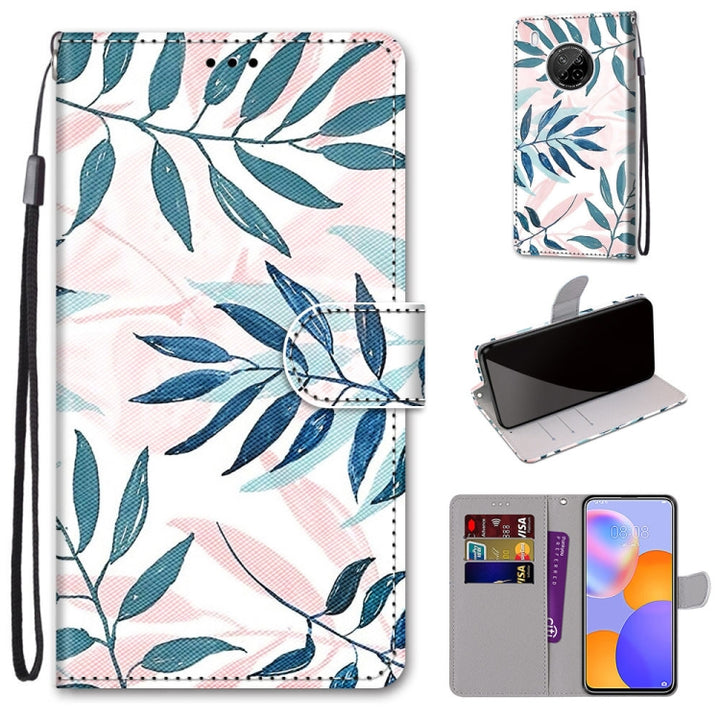 Coloured Drawing Cross Texture Horizontal Flip PU Leather Case with Holder & Card Slots & Wallet & Lanyard, For Huawei Y9a