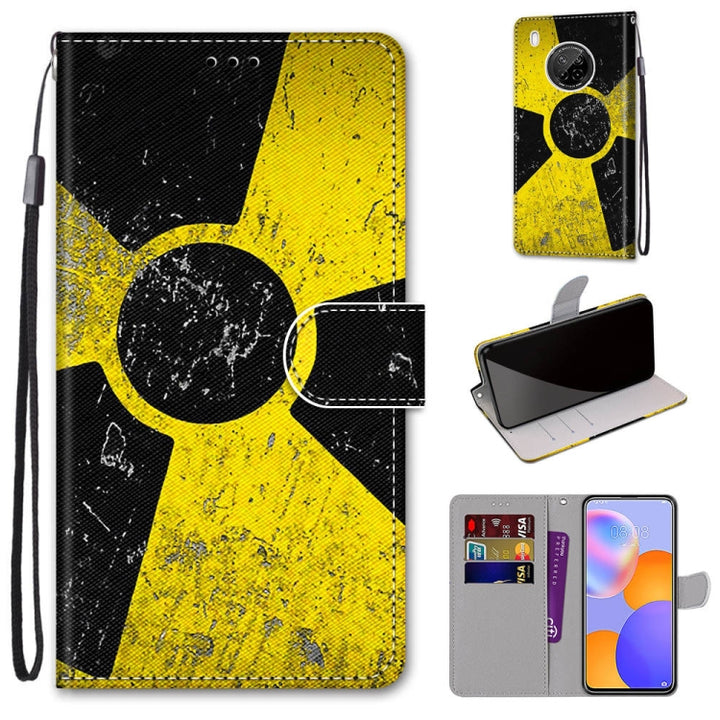 Coloured Drawing Cross Texture Horizontal Flip PU Leather Case with Holder & Card Slots & Wallet & Lanyard, For Huawei Y9a