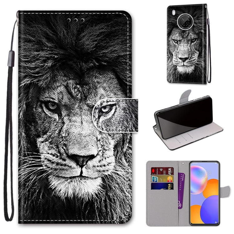 Coloured Drawing Cross Texture Horizontal Flip PU Leather Case with Holder & Card Slots & Wallet & Lanyard, For Huawei Y9a