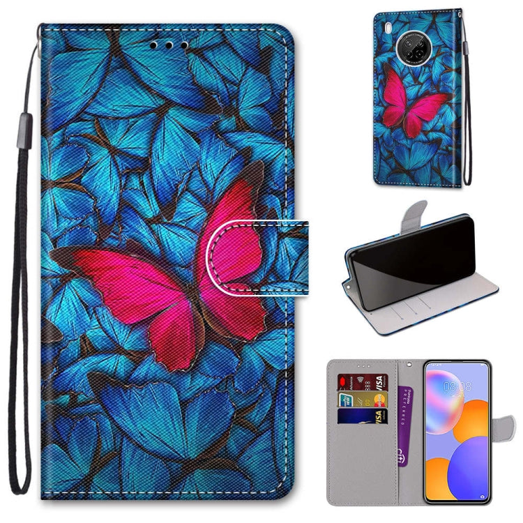 Coloured Drawing Cross Texture Horizontal Flip PU Leather Case with Holder & Card Slots & Wallet & Lanyard, For Huawei Y9a