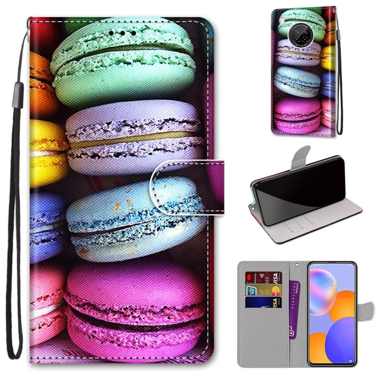 Coloured Drawing Cross Texture Horizontal Flip PU Leather Case with Holder & Card Slots & Wallet & Lanyard, For Huawei Y9a