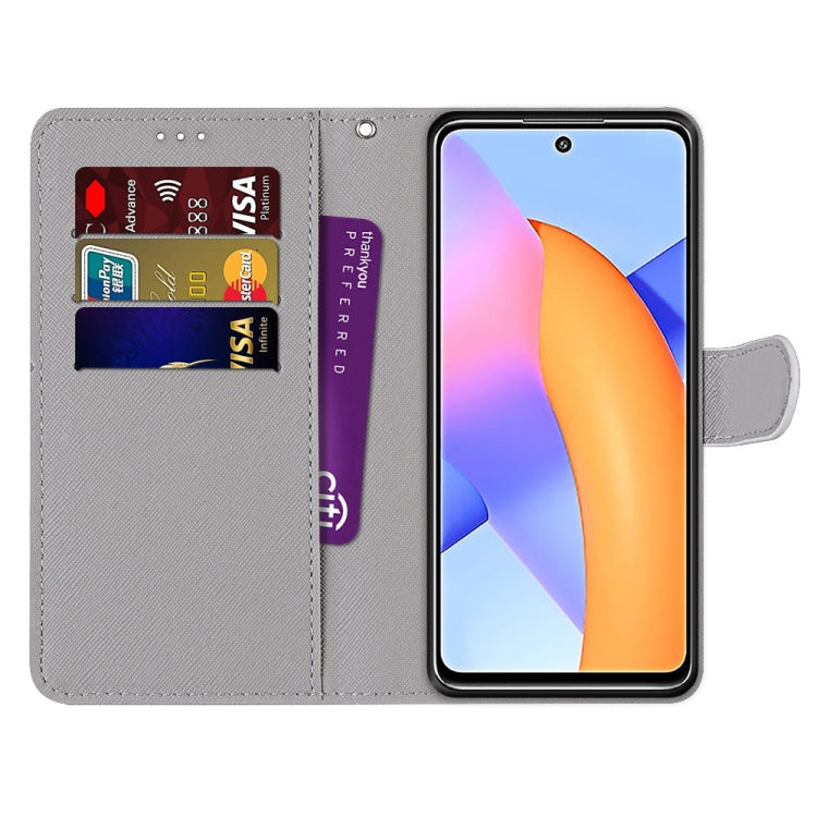 Coloured Drawing Cross Texture Horizontal Flip PU Leather Case with Holder & Card Slots & Wallet & Lanyard, For Honor 10X Lite