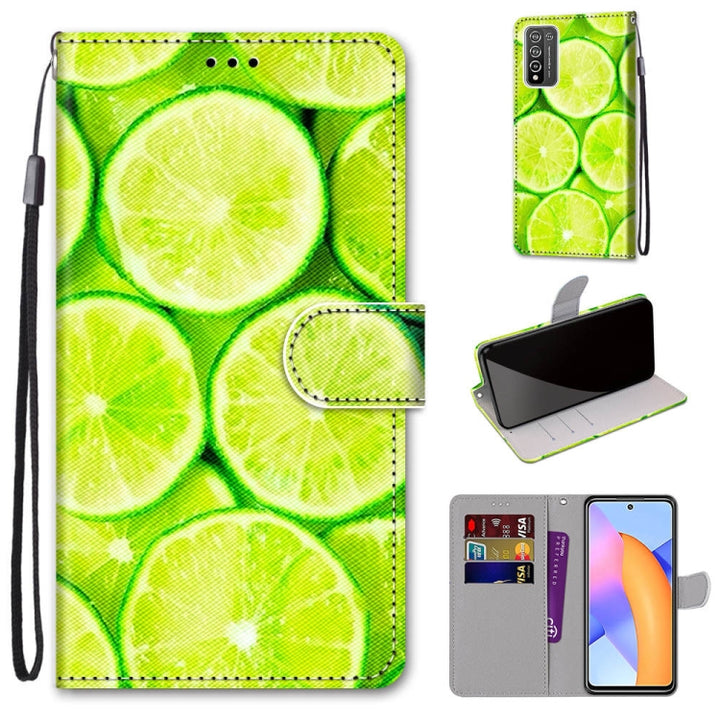 Coloured Drawing Cross Texture Horizontal Flip PU Leather Case with Holder & Card Slots & Wallet & Lanyard, For Honor 10X Lite