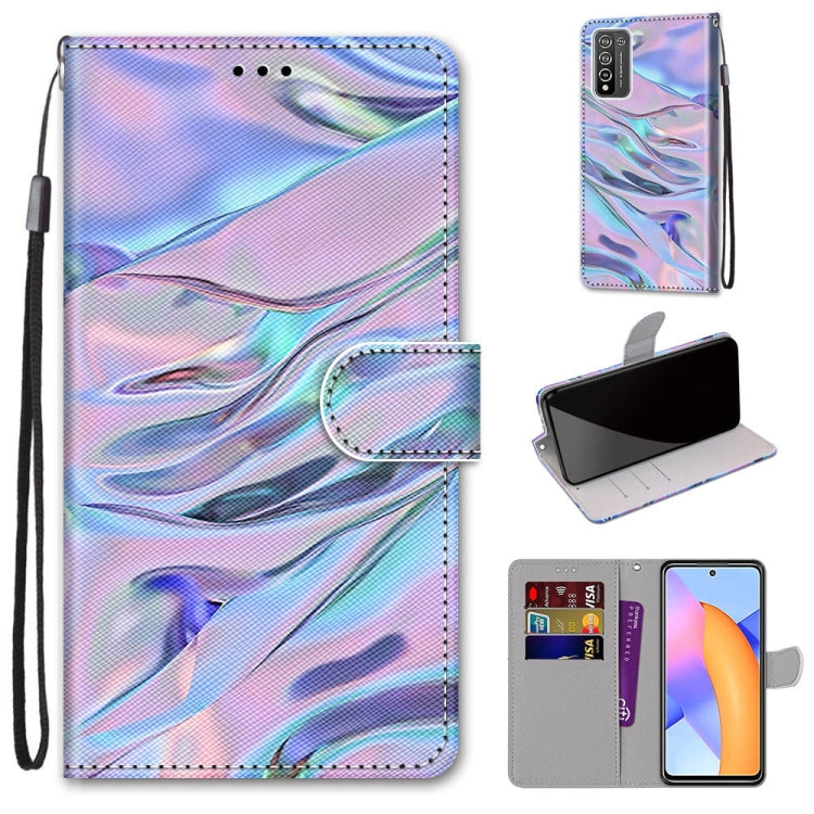 Coloured Drawing Cross Texture Horizontal Flip PU Leather Case with Holder & Card Slots & Wallet & Lanyard, For Honor 10X Lite