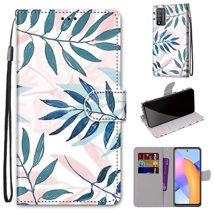 Coloured Drawing Cross Texture Horizontal Flip PU Leather Case with Holder & Card Slots & Wallet & Lanyard, For Honor 10X Lite