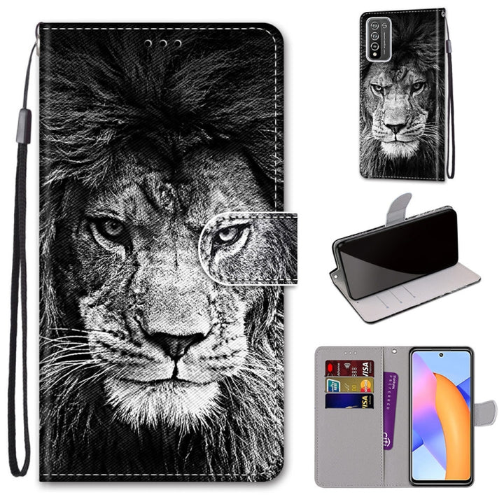 Coloured Drawing Cross Texture Horizontal Flip PU Leather Case with Holder & Card Slots & Wallet & Lanyard, For Honor 10X Lite