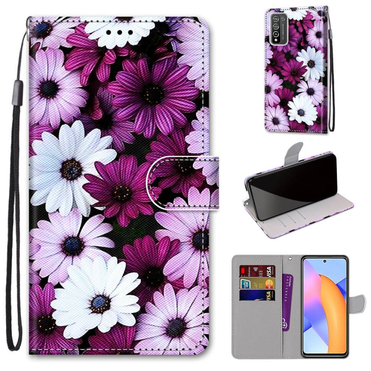 Coloured Drawing Cross Texture Horizontal Flip PU Leather Case with Holder & Card Slots & Wallet & Lanyard, For Honor 10X Lite