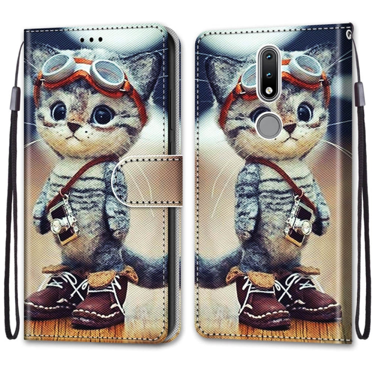 Coloured Drawing Cross Texture Horizontal Flip PU Leather Case with Holder & Card Slots & Wallet & Lanyard, For Nokia 2.4