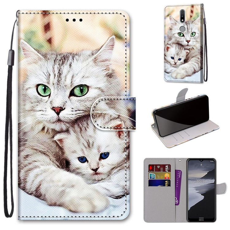 Coloured Drawing Cross Texture Horizontal Flip PU Leather Case with Holder & Card Slots & Wallet & Lanyard, For Nokia 2.4