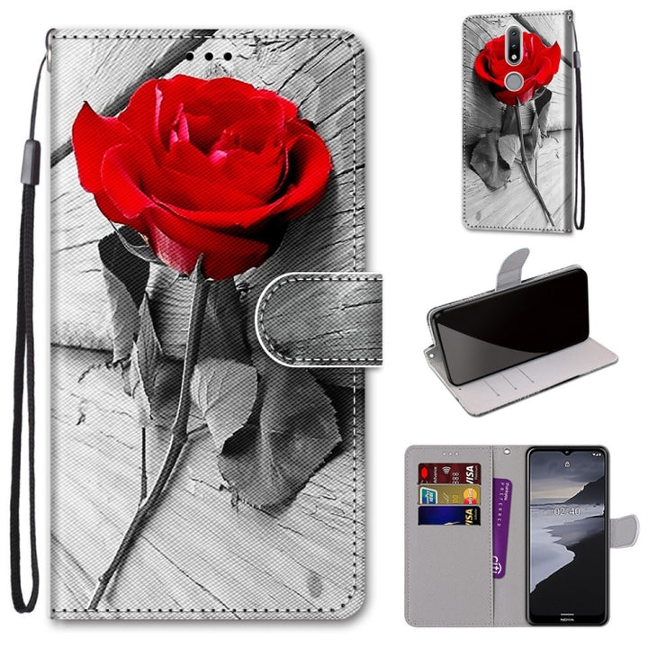 Coloured Drawing Cross Texture Horizontal Flip PU Leather Case with Holder & Card Slots & Wallet & Lanyard, For Nokia 2.4