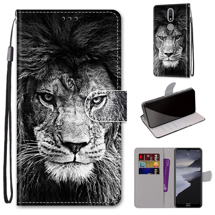 Coloured Drawing Cross Texture Horizontal Flip PU Leather Case with Holder & Card Slots & Wallet & Lanyard, For Nokia 2.4