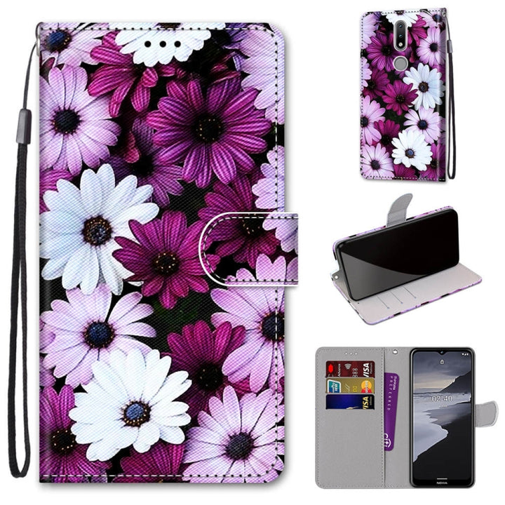 Coloured Drawing Cross Texture Horizontal Flip PU Leather Case with Holder & Card Slots & Wallet & Lanyard, For Nokia 2.4