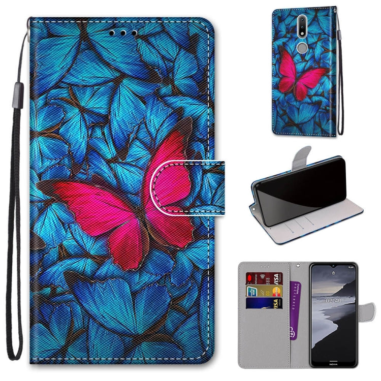 Coloured Drawing Cross Texture Horizontal Flip PU Leather Case with Holder & Card Slots & Wallet & Lanyard, For Nokia 2.4